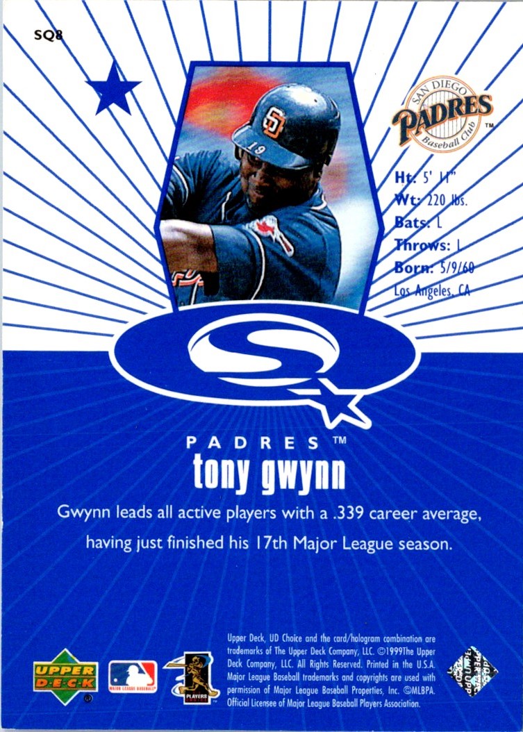 1999 UD Choice StarQuest Blue Tony Gwynn