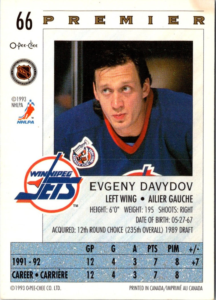 1992 O-Pee-Chee Premier Evgeny Davydov