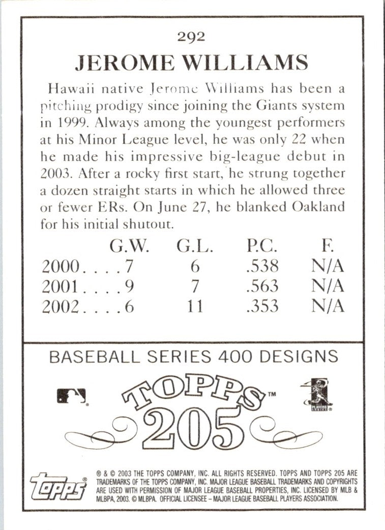 2003 Topps 205 Jerome Williams