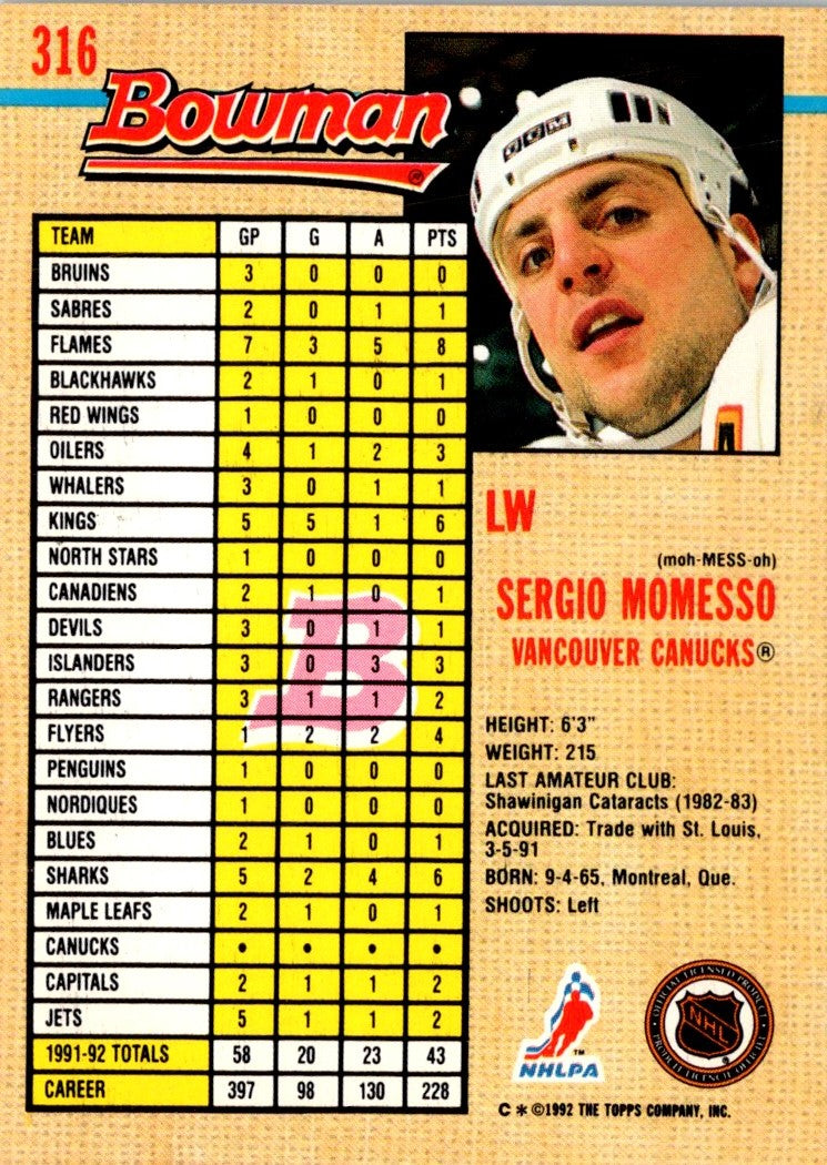 1992 Bowman Sergio Momesso