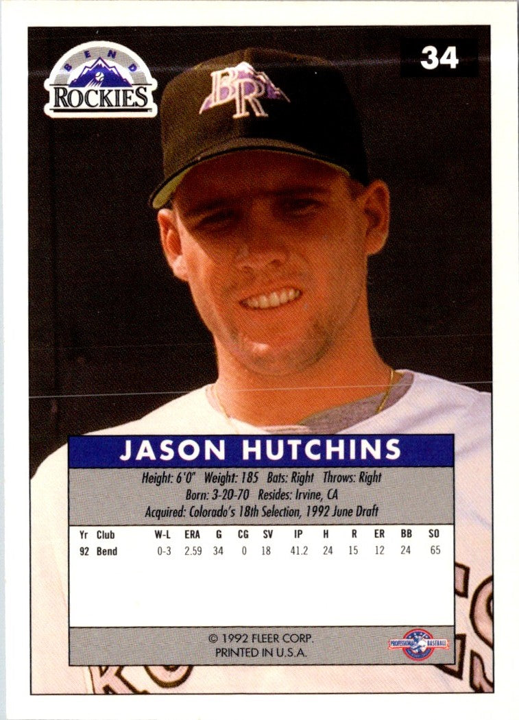 1992 Fleer Excel Jason Hutchins