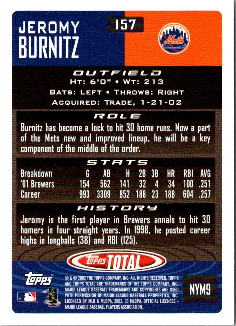 2002 Topps Total Jeromy Burnitz