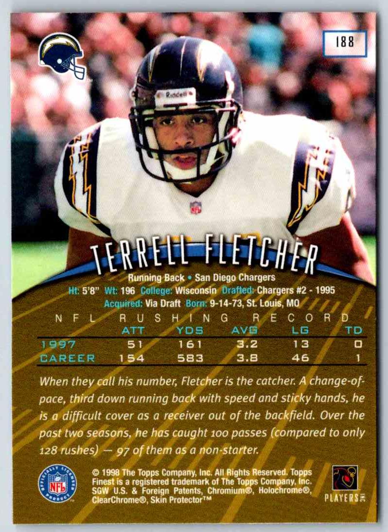 1998 Topps Finest Football Terrell Fletcher