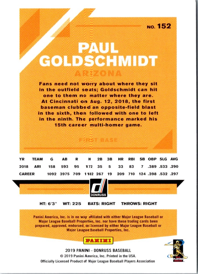 2019 Donruss Paul Goldschmidt