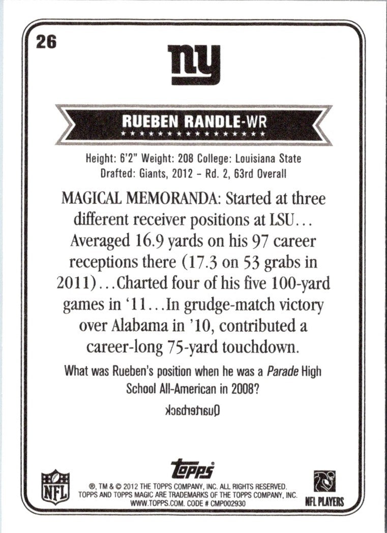 2012 Topps Magic Rueben Randle