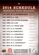2014 Upper Deck Conference Greats Mississippi State Team Schedule