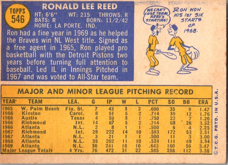 1970 Topps Ron Reed