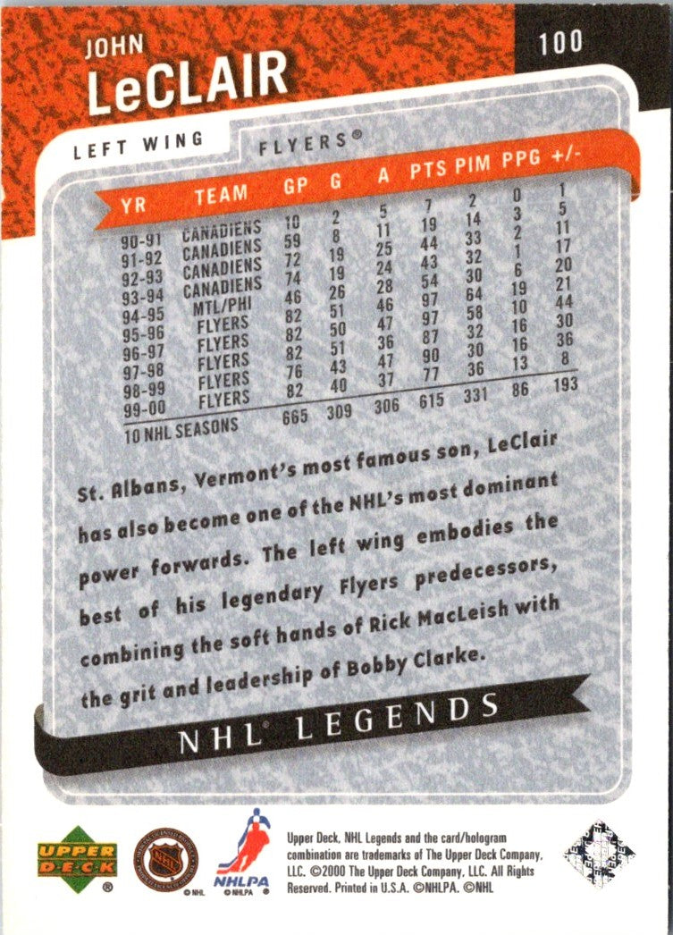 2000 Upper Deck Legends John LeClair