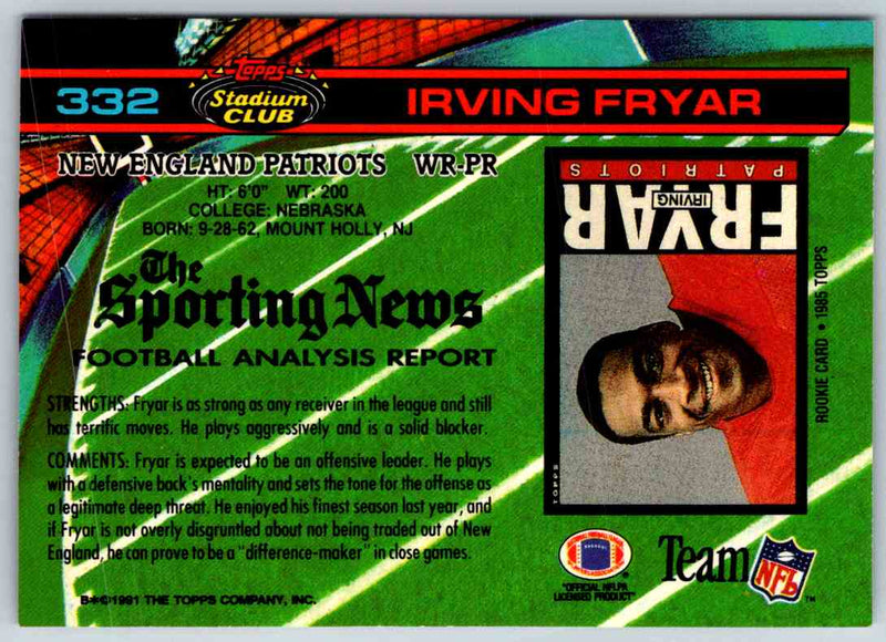 1994 Topps Stadium Club Football Irving Fryar