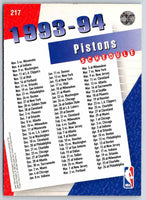 1993 Upper Deck Detroit Pistons #217