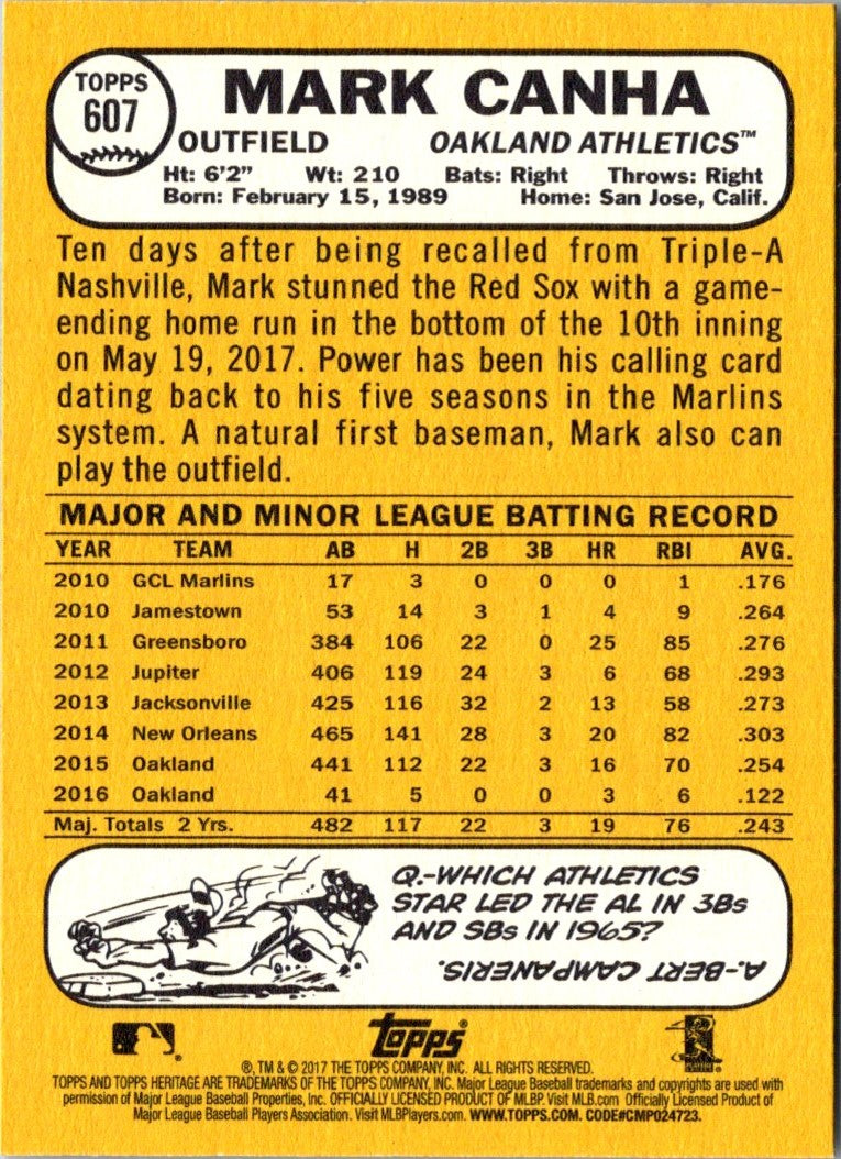 2017 Topps Heritage Mark Canha