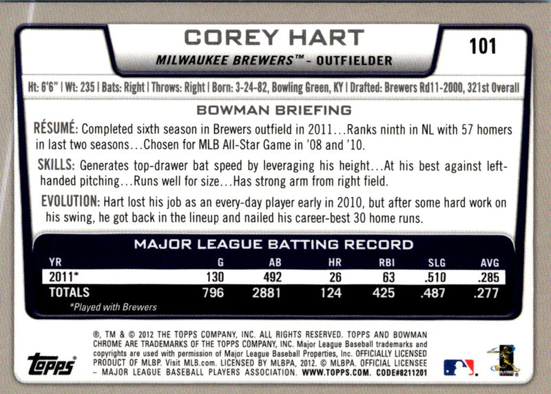 2012 Bowman Chrome Corey Hart