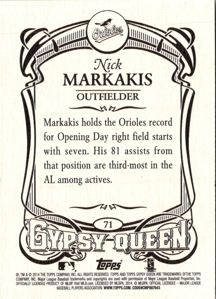 2014 Topps Gypsy Queen Nick Markakis