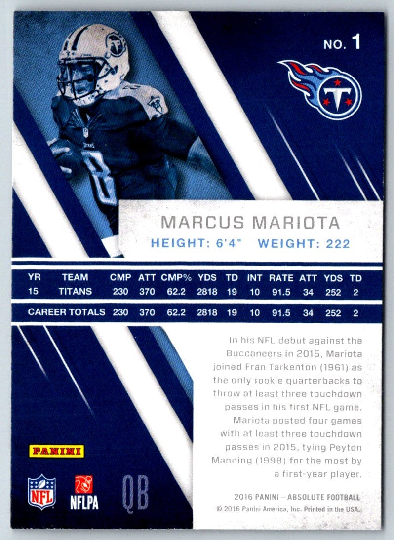 2016 Panini Absolute Marcus Mariota