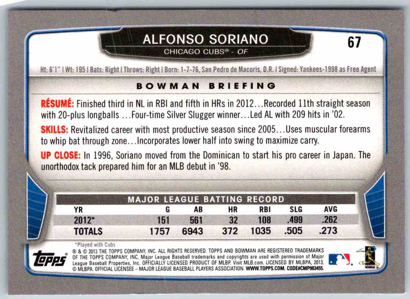 2014 Bowman Alfonso Soriano