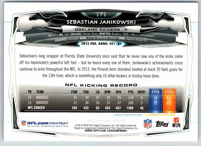 2014 Topps Sebastian Janikowski