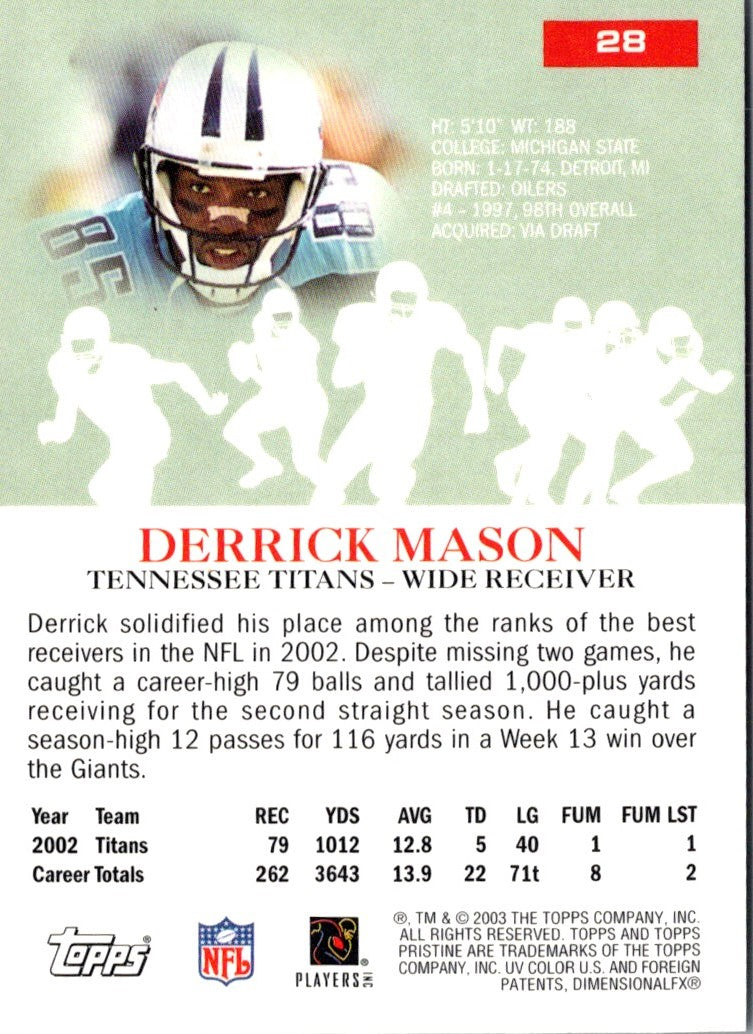 2003 Topps Pristine Derrick Mason