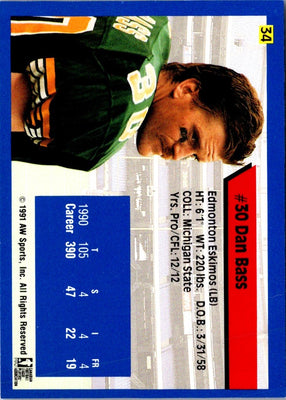 1991 All World CFL Dan Bass #34