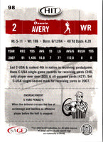 2008 SAGE HIT Donnie Avery #98