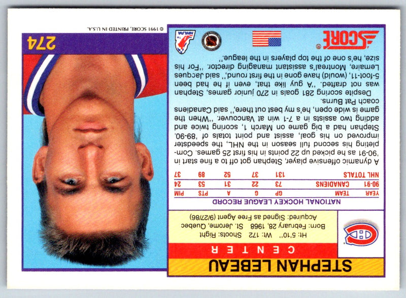 1991 Score American Stephan Lebeau