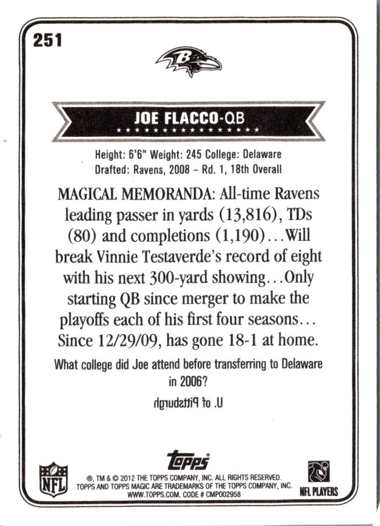 2012 Topps Magic Joe Flacco