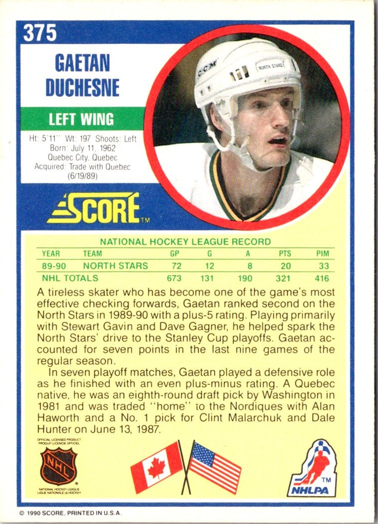 1990 Score Gaetan Duchesne