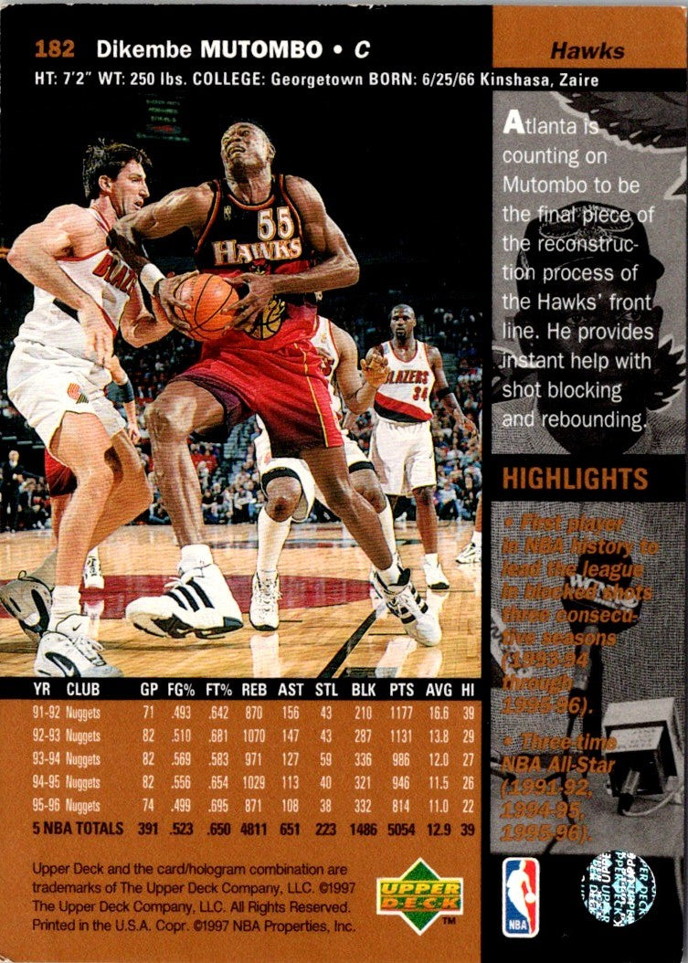 1996 Upper Deck Dikembe Mutombo