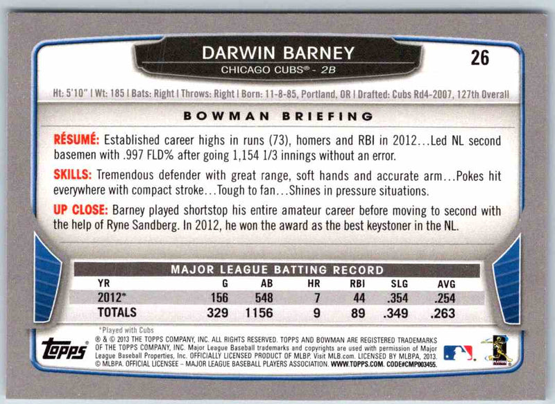 2013 Bowman Darwin Barney