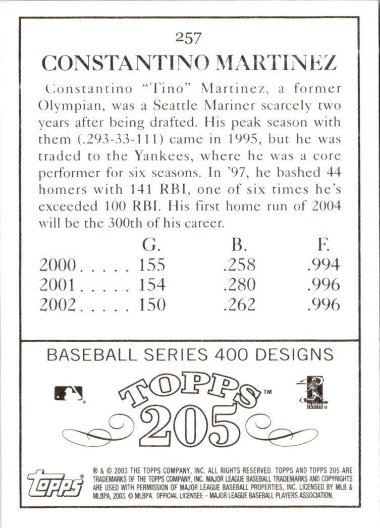 2003 Topps 205 Tino Martinez