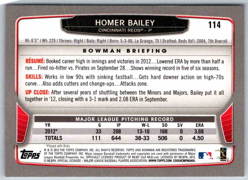 2014 Bowman Homer Bailey