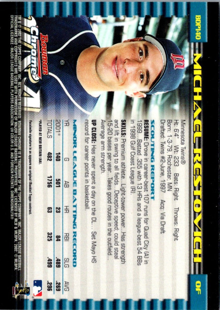 2002 Bowman Draft Picks & Prospects Michael Restovich