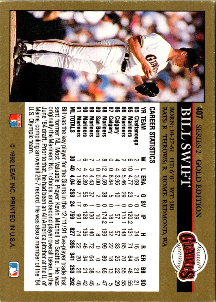 1992 Leaf Black Gold Bill Swift