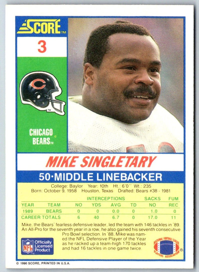 1990 Score Mike Singletary