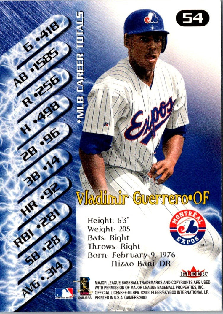 2000 Fleer Gamers Vladimir Guerrero