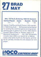 1993 NOCO Buffalo Sabres Brad May #NNO