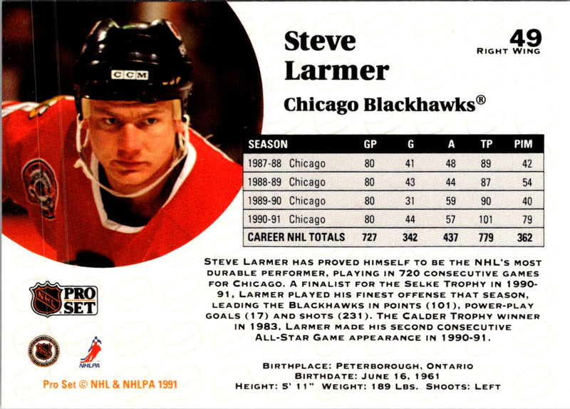 1991 Pro Set Steve Larmer