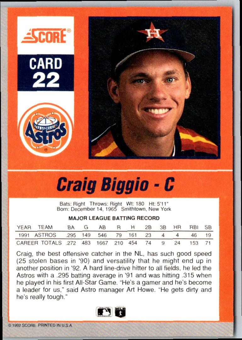 1992 Score Impact Players Craig Biggio