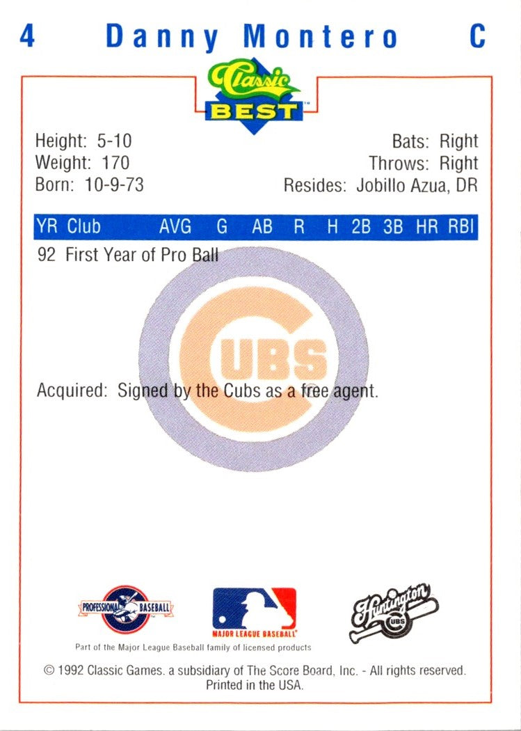 1992 Classic Best Huntington Cubs Danny Montero