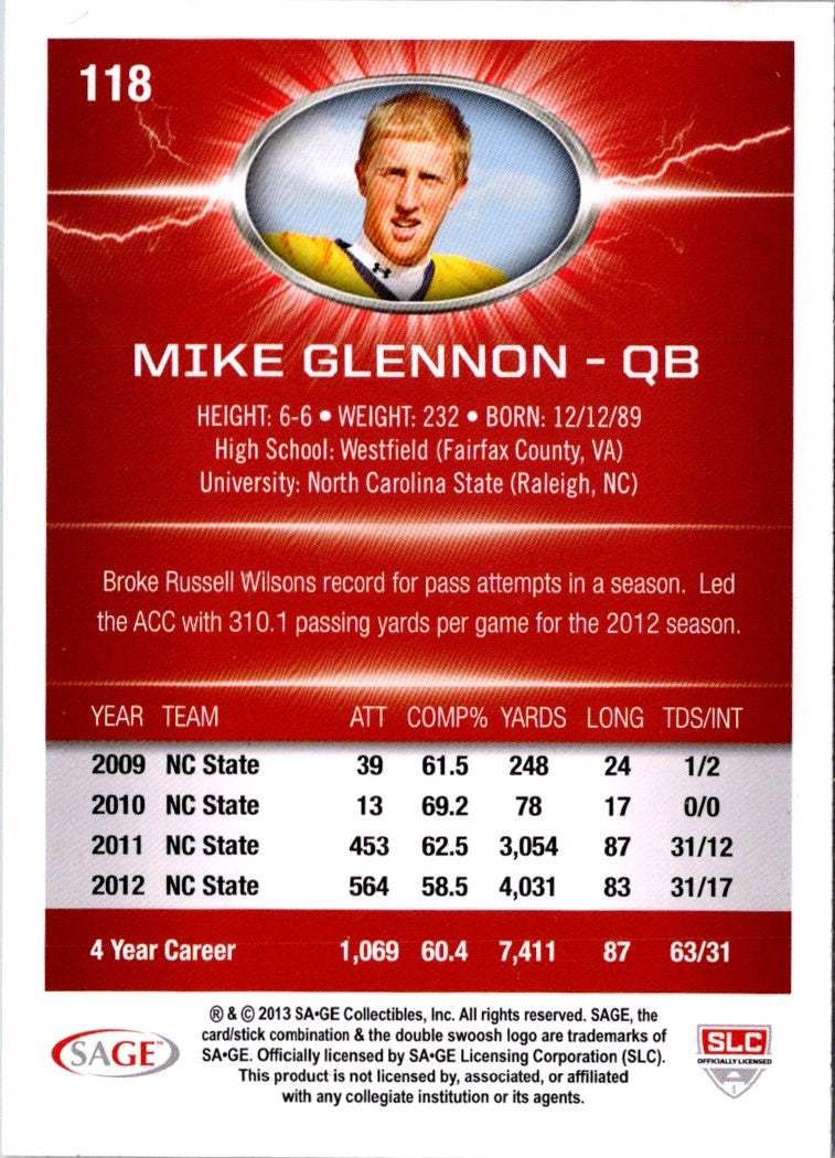 2013 SAGE HIT Mike Glennon