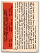 1987 Hygrade All-Time Greats Promos (Yellow Backs) Cy Young