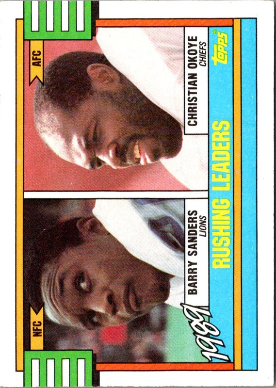 1990 Topps Barry Sanders/Christian Okoye #28