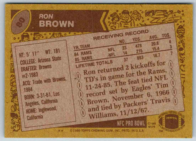 1986 Topps Ron Brown