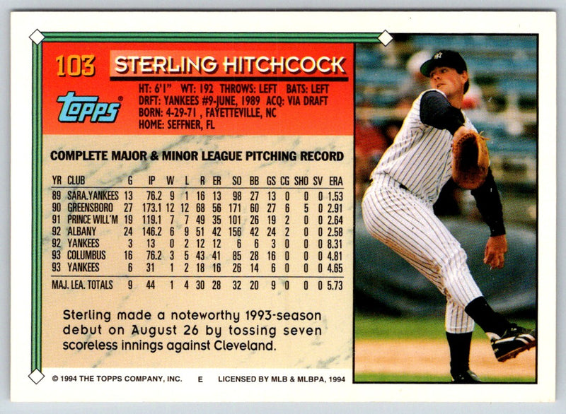 1994 Topps Sterling Hitchcock