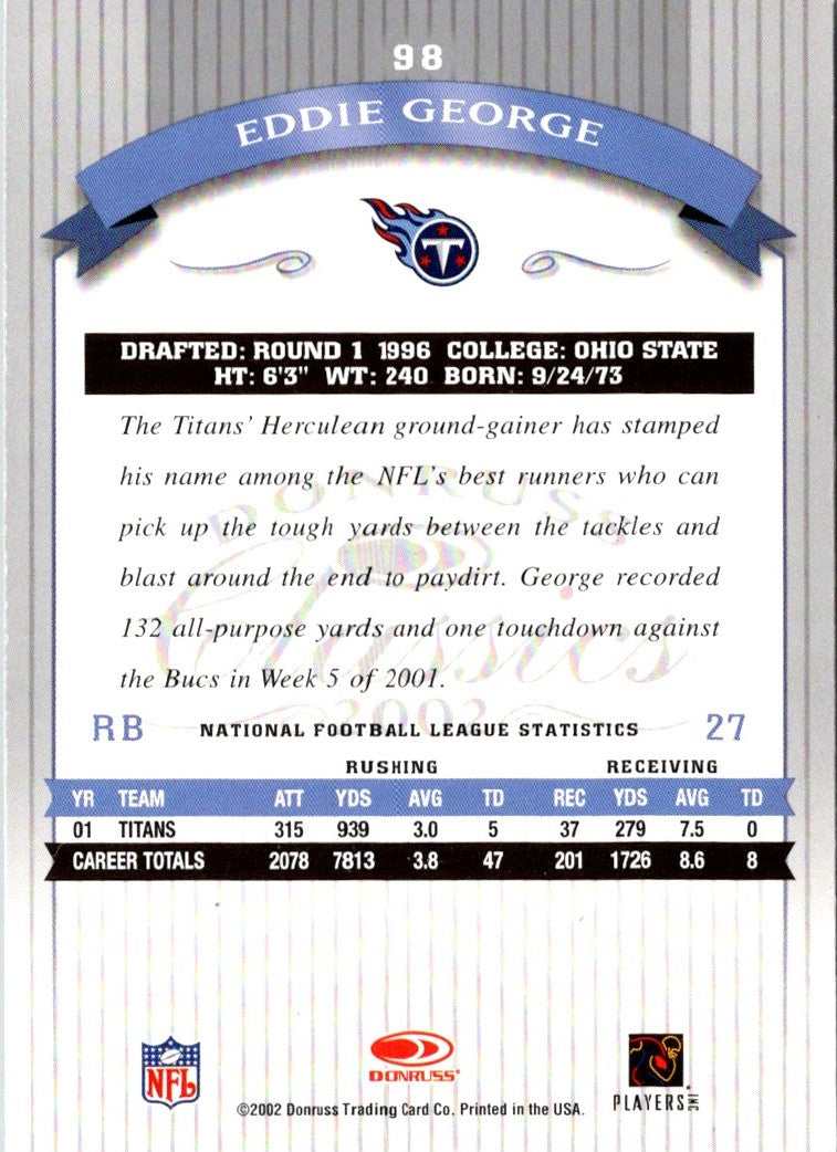 2002 Donruss Classics Timeless Tributes Eddie George
