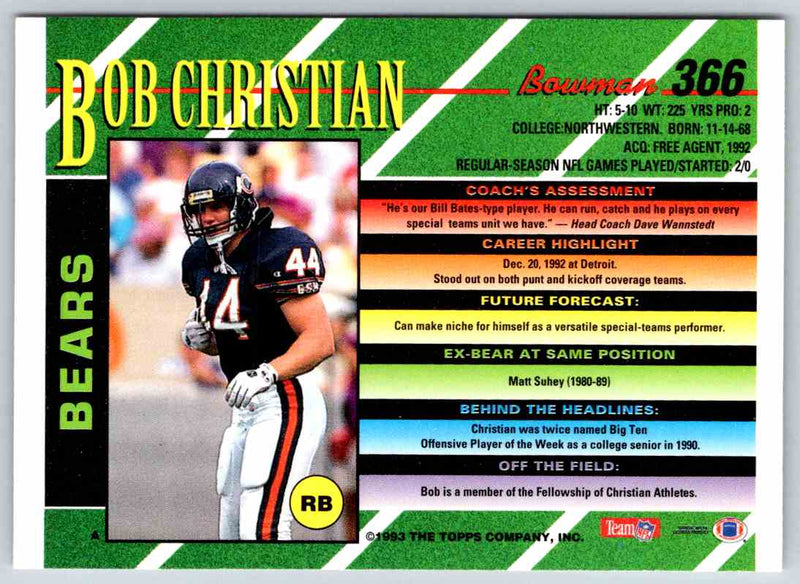 1993 Bowman Football Bob Christian