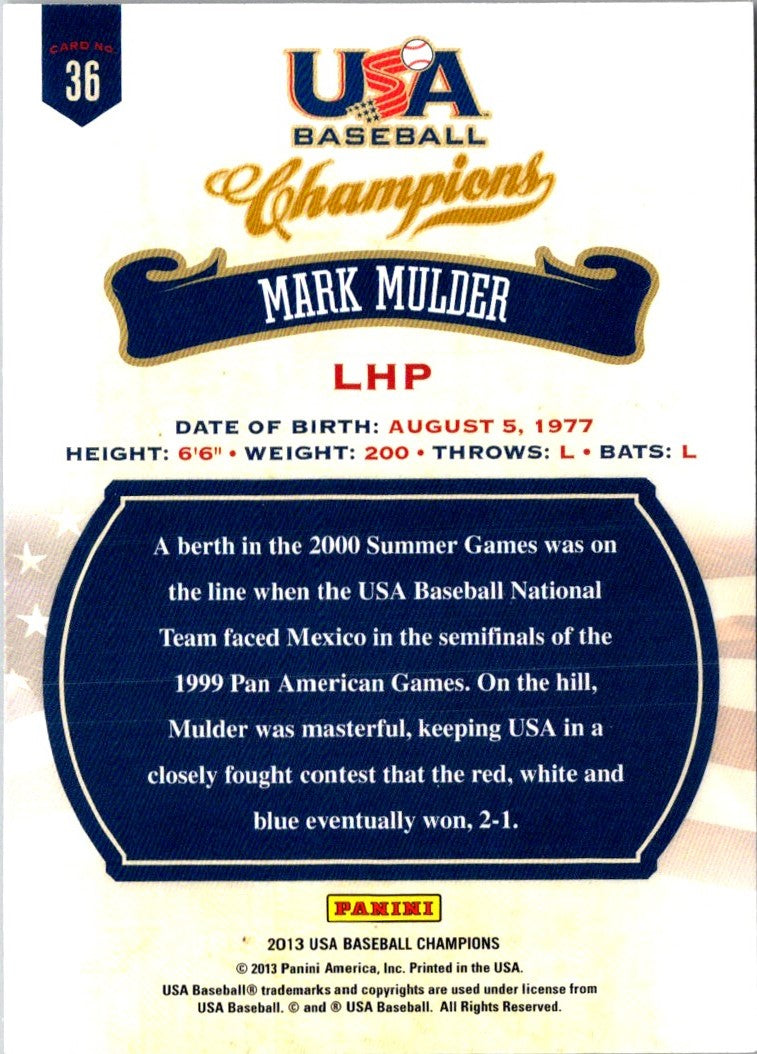 2013 Panini USA Champions Mark Mulder