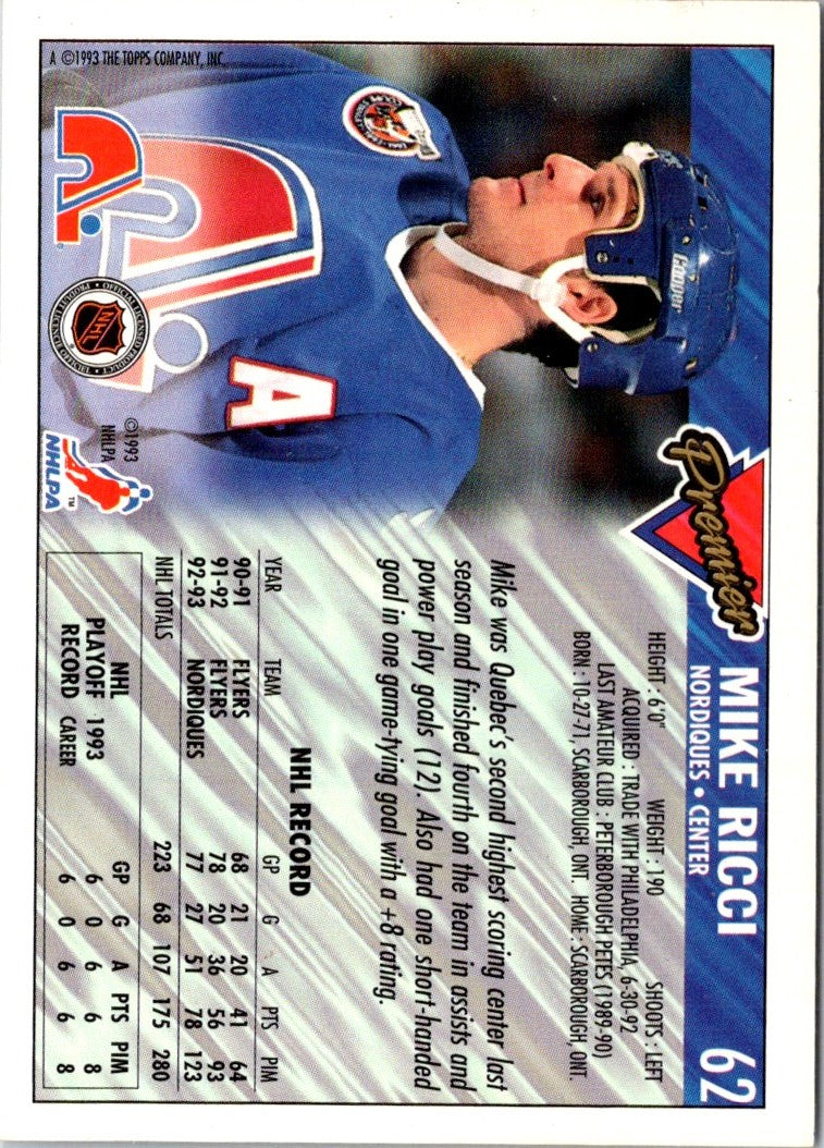 1993 Topps Premier Mike Ricci