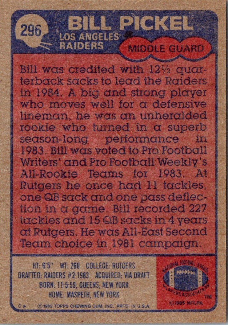 1985 Topps Bill Pickel