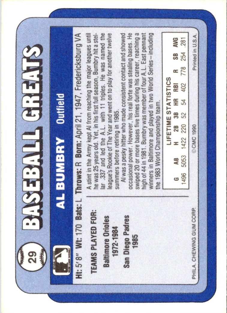 1990 Swell Baseball Greats Al Bumbry