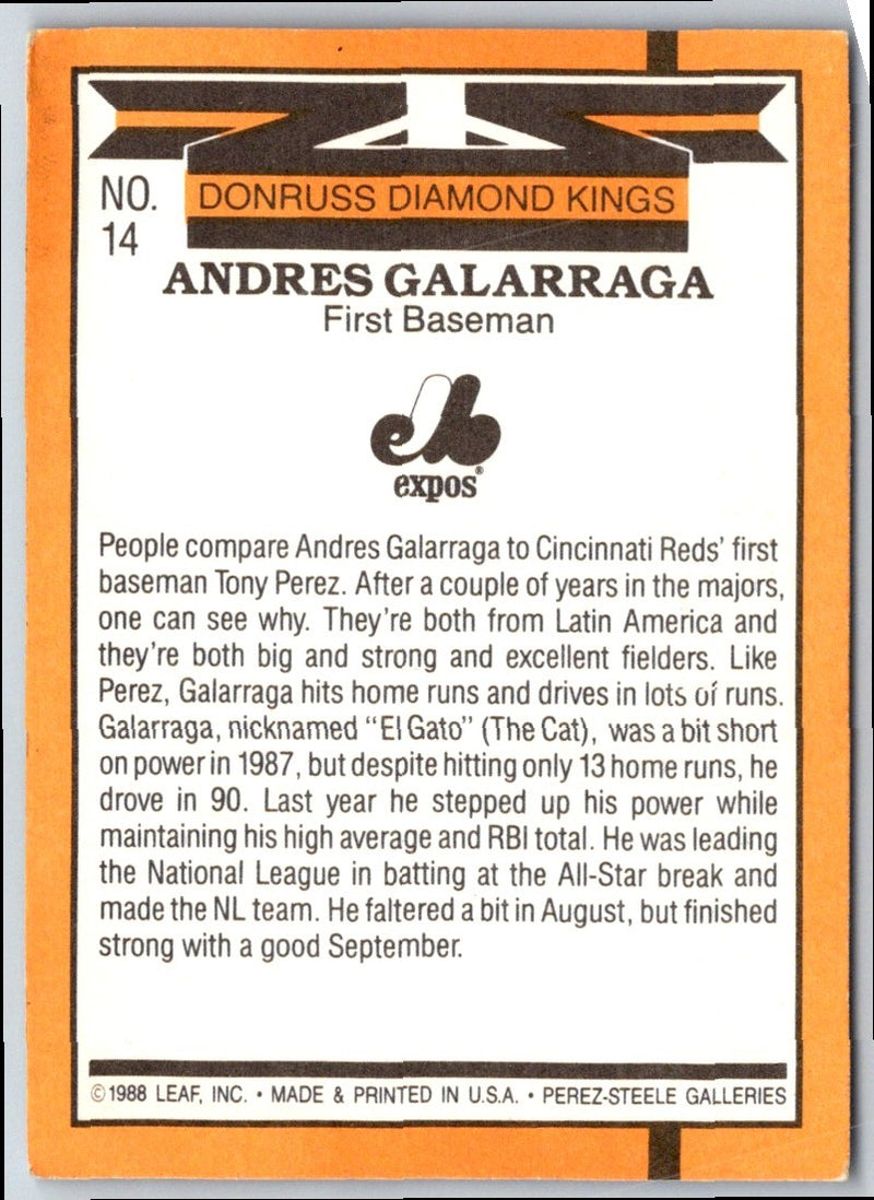 1989 Donruss Diamond King Andres Galarraga